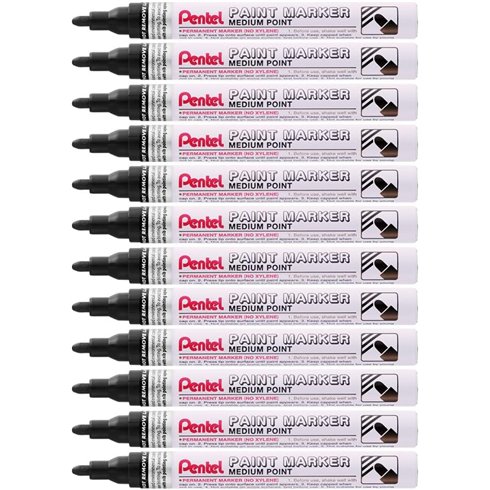 Marker Pentel Paint Vernice Mmp10 Nero 12 Pz.