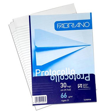 Carta Protocollo  66 gr.Fabriano 1 Rigo 40 Blister da 30 ff (Fine Stock)