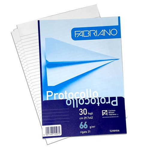 Carta Protocollo  66 gr.Fabriano 1 Rigo 40 Blister da 30 ff (Fine Stock)