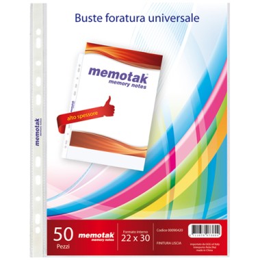 Buste 4 fori Memotak 22x30 150 micron 50 pz.