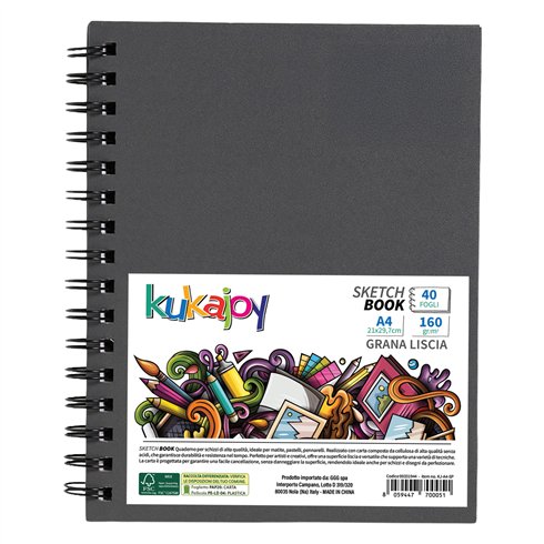 Blocchi Sketchbook Kukajoy Spiral A4 40 fogli 160 gr.