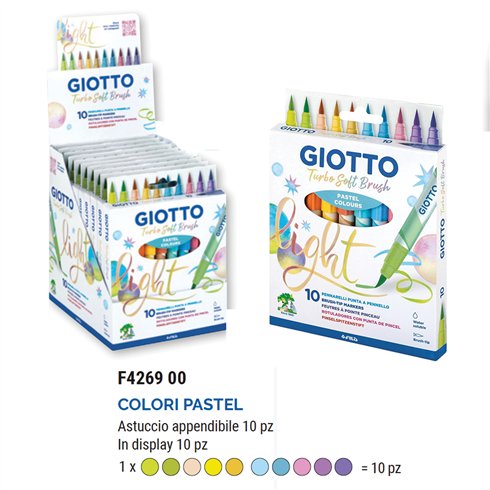 Pennarelli Giotto Turbo Soft Brush a 10 Colori Pastel 10 pz.