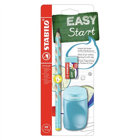 Matite Stabilo Easygraph Mancini  HB Azzurro + temperino e gomma