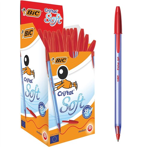 Penne Bic Cristal Soft Rosso 50 pz.