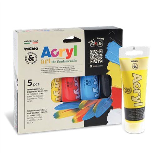Colori Acrilici Primo   75 ml.  5 colori primari