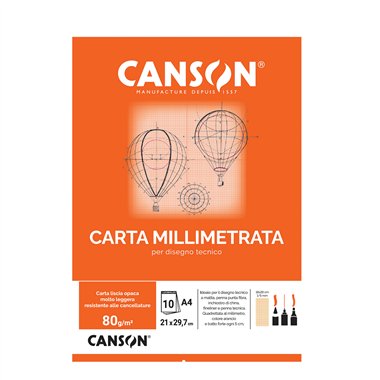 Blocchi Carta Millimetrata Canson 21x29 10F 25 pz.