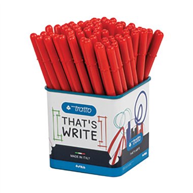 Pennarelli Tratto Pen  Barattolo 50 pz. Rosso (Fine Stock)