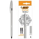 Penne Bic Cristal Re New Argento Nero