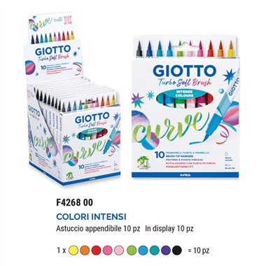 Pennarelli Giotto Turbo Soft Brush a 10 Colori Base 10 pz.