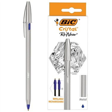 Penne Bic Cristal Re New Argento Blu