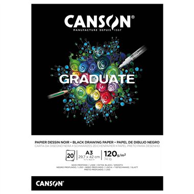 Blocchi Canson Graduate Black A3 20F 120 gr.