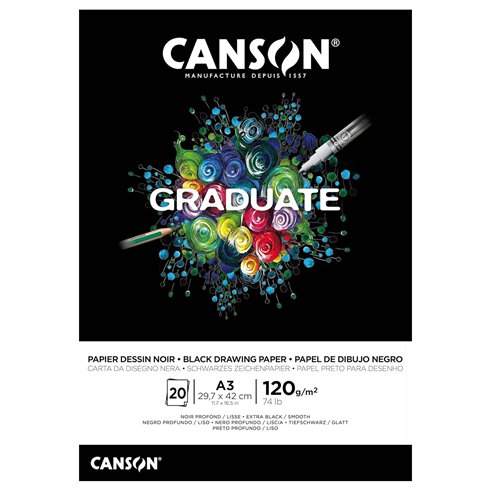 Blocchi Canson Graduate Black A3 20F 120 gr.