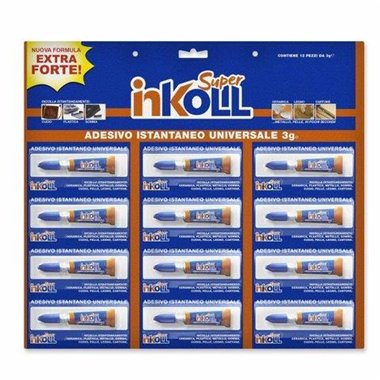 Colla  Super Inkoll Cianoacrilica 3gr. Cartella 12 pz.