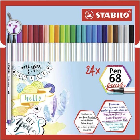 Pennarelli Stabilo Pen 68  Brush 24 colori