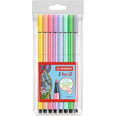 Pennarelli Stabilo Pen 68 68/8-01 a 8 Col. Pastel