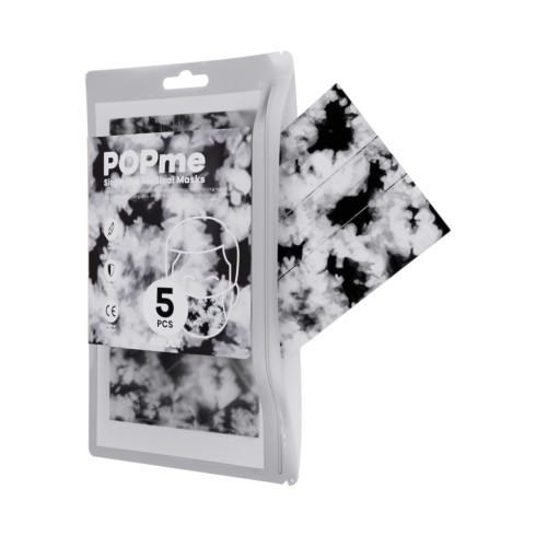 Mascherine uso Civile POPme BlackWhite Tie Dye da 5 pz.