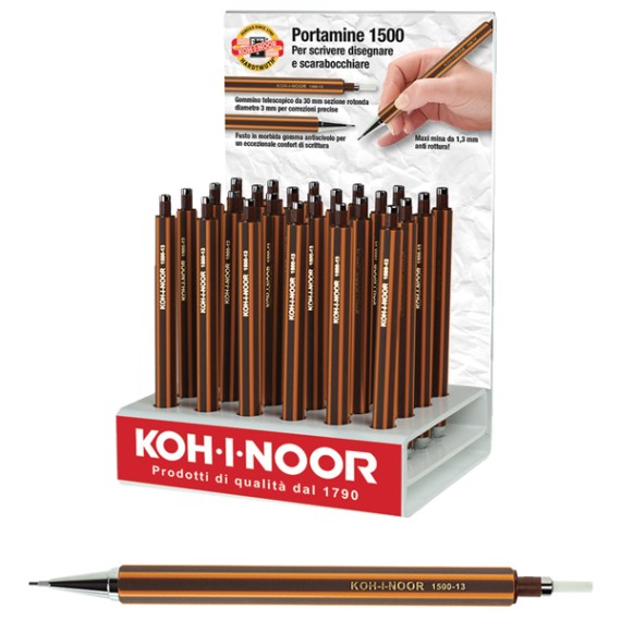 KOH-I-NOOR 5900 – Set Portamine 2 Mm Con 2 Portamine E 12 Mine 2B – Portamine Da Disegno In Metallo