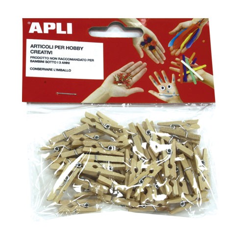 Apli Mollettine Legno 25x3 mm 45 pz.