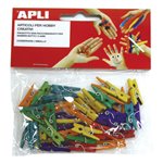 Apli Mollettine Legno 25x3 mm Colorate 45 pz.