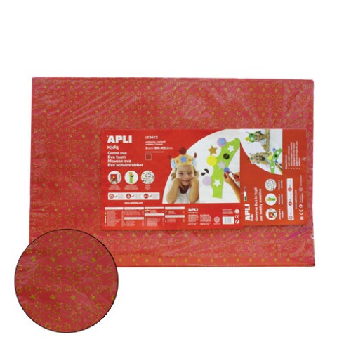 Gomma Eva 60x40x2  3 ff  Stelle Rosso Oro 13413