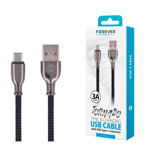 TF Cavo Forever Tornado USB/Type C 1 mt. 3A Nero