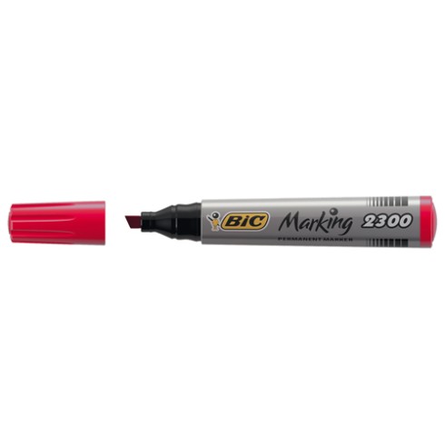 Marker Bic 2300 Punta Scalpello Rosso 12 pz.