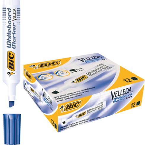 Marker Bic Velleda 1791 Punta Scalpello Blu 12 pz