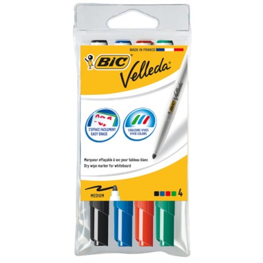 Marker Bic Velleda 1741 Punta Fine   4 colori