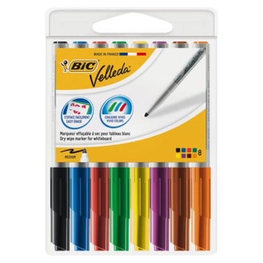 Marker Bic Velleda 1741 Punta Fine   8 colori