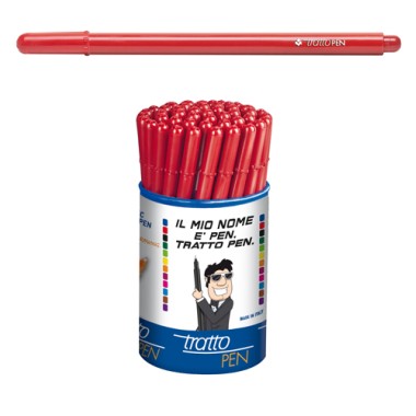 Pennarelli Tratto Pen  Barattolo 50 pz. Rosso