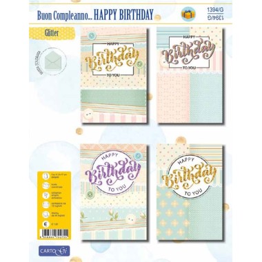 Biglietti CartoGi Compleanno 1394/G Happy Birthday Glitter