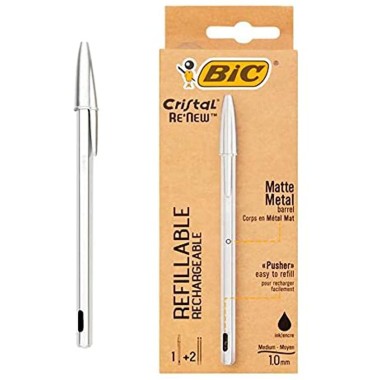 Penne Bic Cristal Re New Argento Nero 10 pz. usa 0