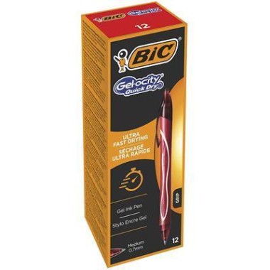 Penne Bic Gelocity Quick Dry Rosso 12 pz.