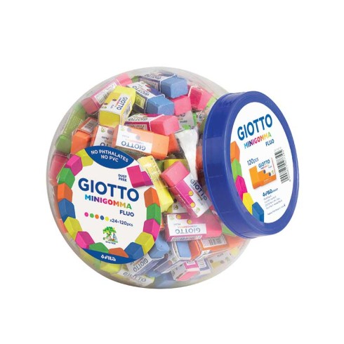 Gomme Giotto Minigomma Fluo boccia 120 pz.