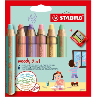 Pastelli Stabilo Woody Pastel a  6 pz. + temp. 880