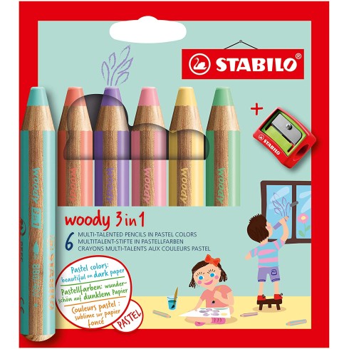 Pastelli Stabilo Woody Pastel a  6 pz. + temp. 880