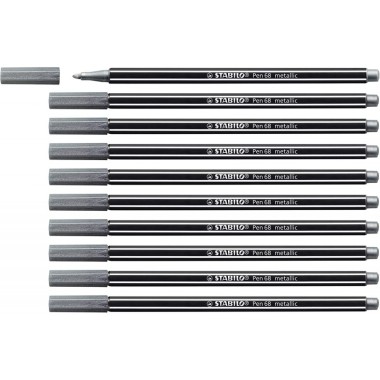 Pennarelli Stabilo Pen 68  Metallic Arg. 10 pz.