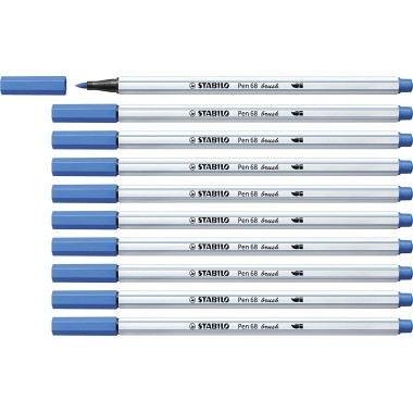 Pennarelli Stabilo Pen 68  Brush Blu Scuro 10 pz