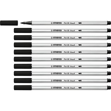 Pennarelli Stabilo Pen 68  Brush Nero 10 pz