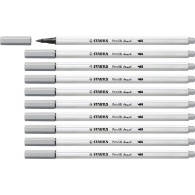 Pennarelli Stabilo Pen 68  Brush Grigio Fr 10 pz