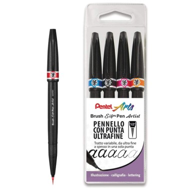 Pennarelli Pentel Brush Sign  Pen Artist 4 pz 0022