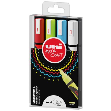 Marker Uni Chalk Media  Set P 4 pz.