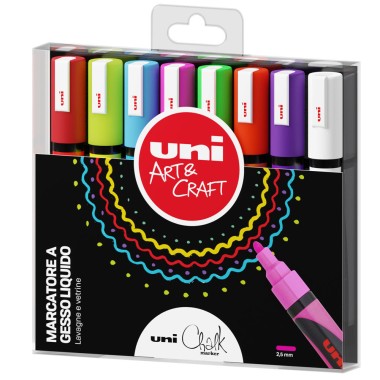 Marker Uni Chalk Media  Set P 8 pz.