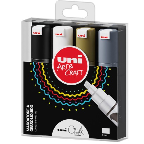 Marker Uni Chalk Scalpello  Set P 4 pz.